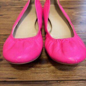 J. Crew CeCe Leather Ballet Flats 7.5 neon pink / hot pink